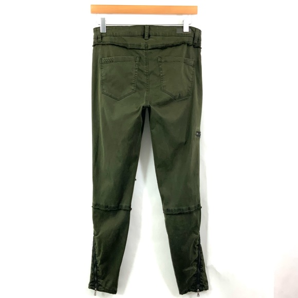 ♻️DONATED♻️ BLANK NYC Jeans Army Green Moto Skinny Jeans Size 28 J25 - Picture 5 of 12
